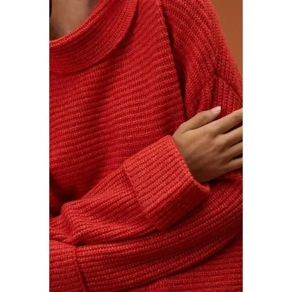 Anthropologie Oversized Pilcro Cowl Neck Red Sweater Size S - Picture 4 of 12
